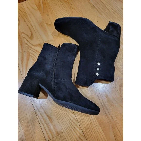 Gabor Boots Women's Mid Calf Suede Leather Black Booties Size 7 M US 4.5 UK - Picture 3 of 6